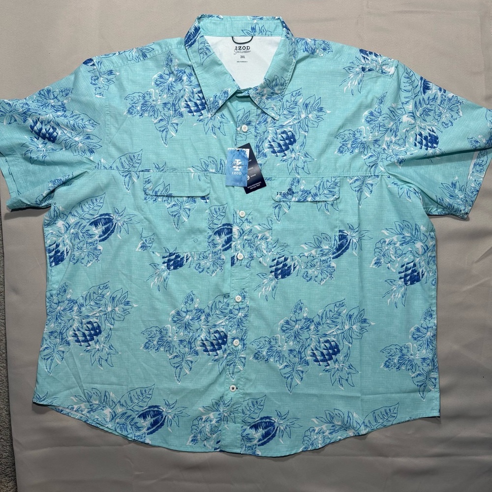 IZOD Saltwater Beach Performance Surfside Men’s Button Down Shirt sz: 3XL